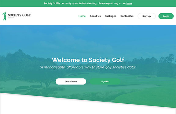 Laravel website development for Society Golf desktop
