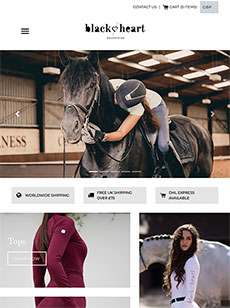 Shopify website development for Black Heart Equestrian tablet