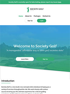Laravel website development for Society Golf tablet
